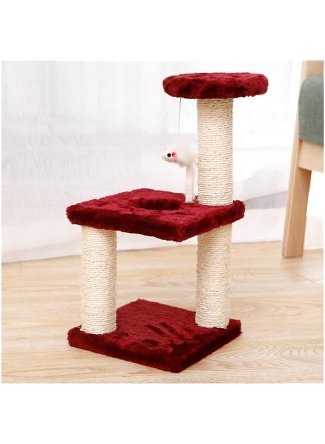 م اكس م منزل برج شجرة القطط للعب الداخلي والخدش، صغير 40x20x20 سم، مسرح كيتن للحيوانات الأليفة (أحمر) - Image 2